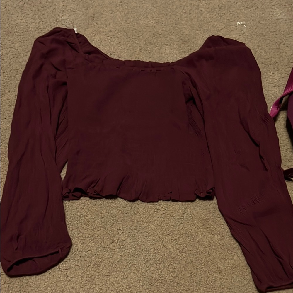 Elegant Burgundy Women's Off The Shoulder Top